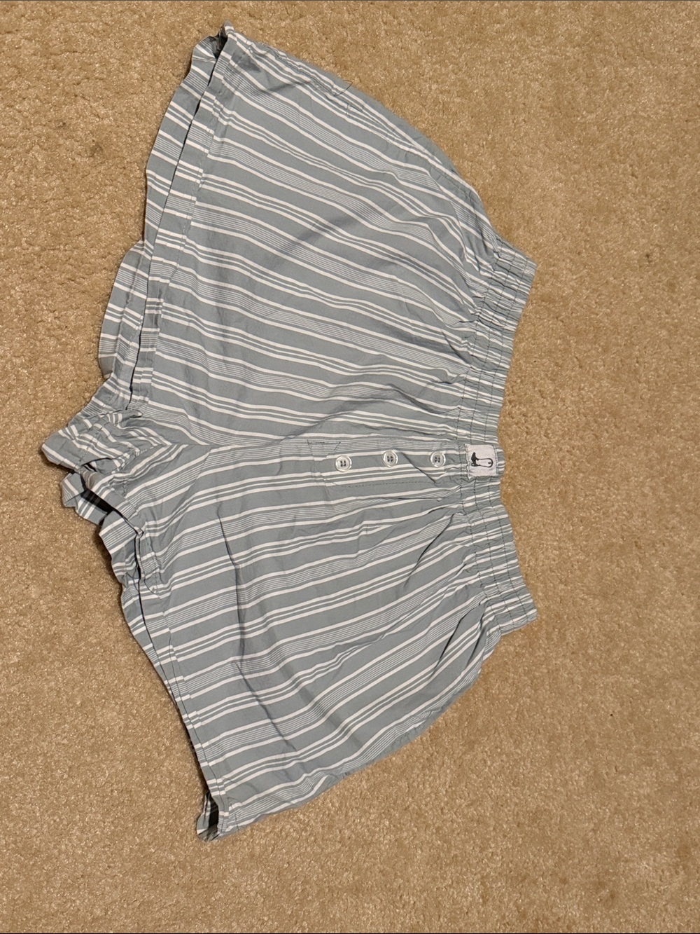 High-Waist Blue Stripe Button-Front Summer Shorts